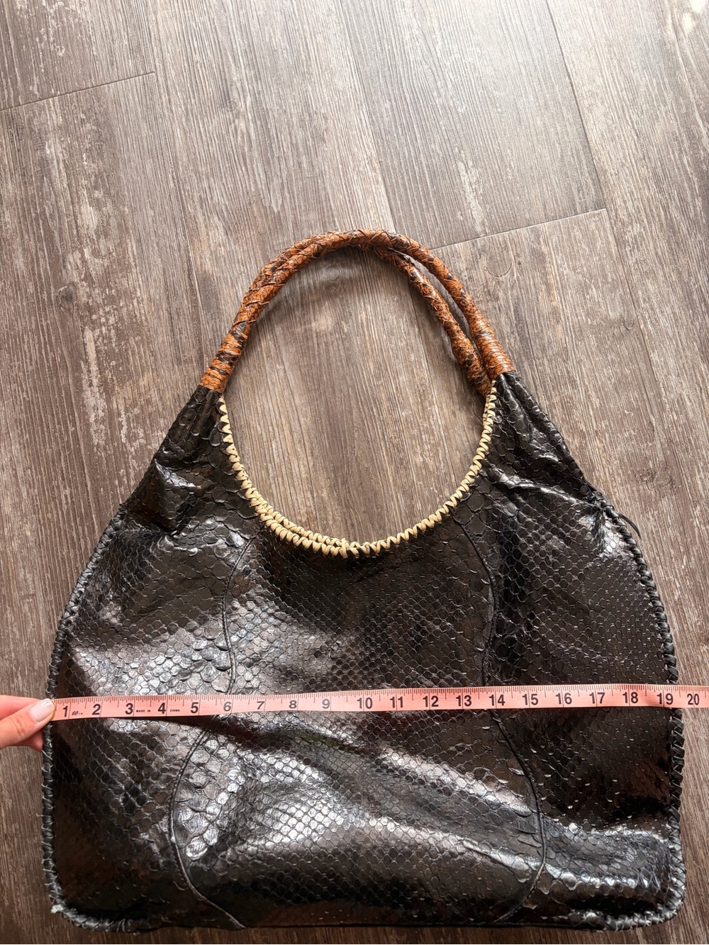 Large Handmade Python skin Hobo Bag - Picture 9 of 15